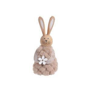 Figurina iepuras lemn+blanita pentru decoratiuni florale