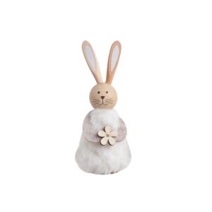 Figurina iepuras lemn+blanita pentru decoratiuni florale