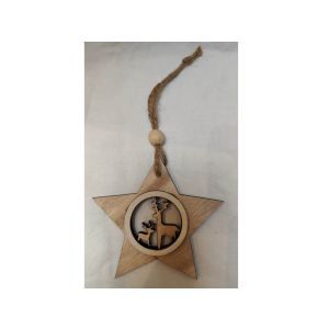 Figurina lemn+agatatoare pentru decoratiuni Craciun