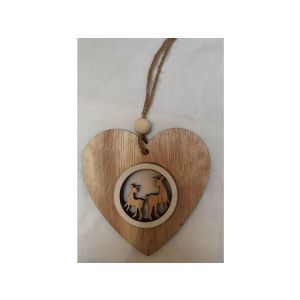 Figurina lemn+agatatoare pentru decoratiuni Craciun