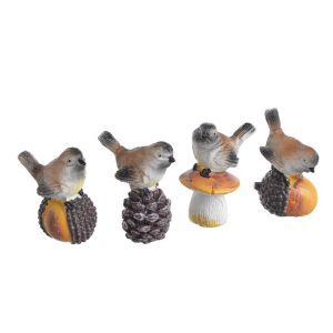 Figurina pasare +decor pentru aranjamente florale set 4 buc