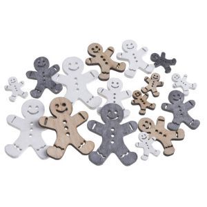 Figurine lemn om zapada pentru decoratiuni Craciun set 18 buc