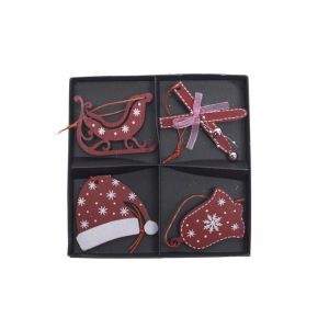 Figurine lemn pentru decoratiuni craciun set 4 buc