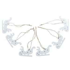 Figurine saniute lemn pentru decoratiuni Craciun set 6 buc