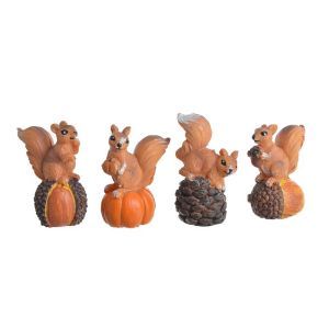 Figurine veverite+decor pentru aranjamente florale set 4 buc