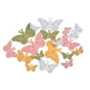 Fluturasi lemn color pentru aranjamente florale set 18 buc