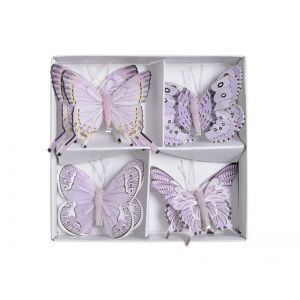 Fluturi pene color+clips pentru aranjamente florale set 8 buc