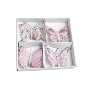 Fluturi pene color+clips pentru aranjamente florale set 8 buc