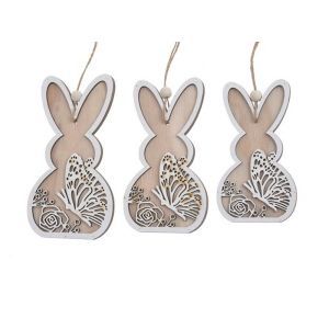 Ghirlanda iepuras lemn pentru decoratiuni Paste set 3 buc