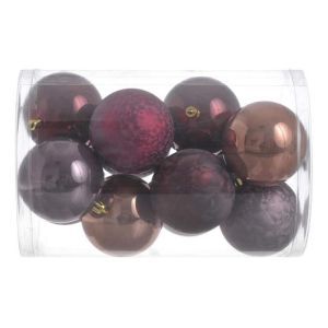 Glob plastic 8 cm color pentru decoratiuni craciun set 12 buc