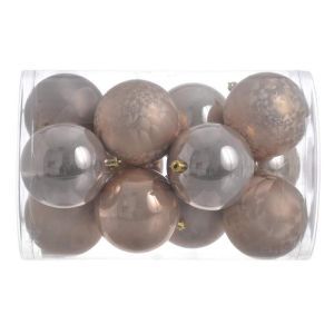 Glob plastic 8 cm color pentru decoratiuni craciun set 12 buc