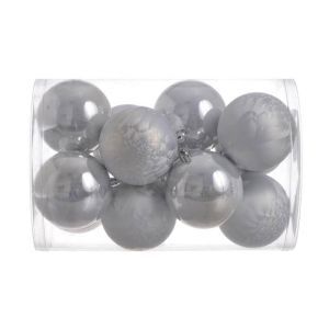 Glob plastic 8 cm color pentru decoratiuni craciun set 12 buc