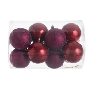 Glob plastic 8 cm color pentru decoratiuni craciun set 12 buc