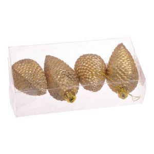 Glob plastic tip con pentru decoratiuni Craciun set 4 buc