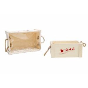 Ladita lemn+model pentru decoratiuni Craciun set 2 buc