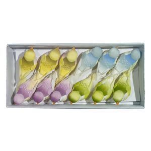 Pasari pene color pentru aranjamente florale set 12 buc