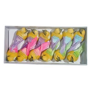 Pasari pene color pentru aranjamente florale set 12 buc