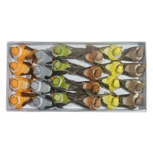 Pasari pene color pentru aranjamente florale set 24 buc