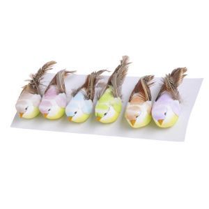 Pasari pene color pentru aranjamente florale set 6 buc