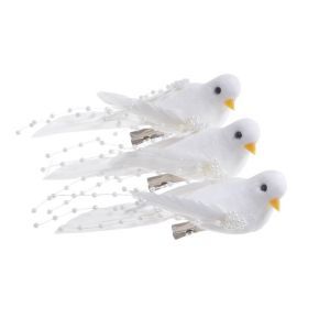 Porumbei+pene+perlute pentru aranjamente florale set 3 buc