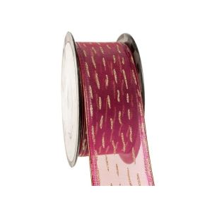 Rola organza cu model bordo-auriu 4 cm