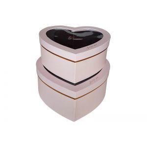 Cutii tip inima+capac transparent pentru flori set 2 buc