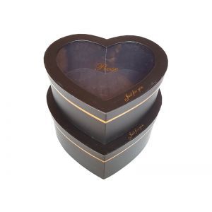 Cutii tip inima+capac transparent pentru flori set 2 buc