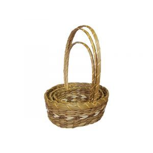 Cos oval rattan pentru aranjamente florale set 3 buc