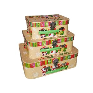 Cutii tip geamantan model craciun pentru aranjamente florale set 3 buc