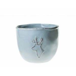 Vas ceramica rotund alb+ren 9.5 cm