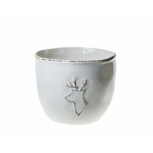 Vas ceramica rotund alb+ren 9.5 cm
