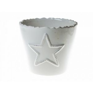 Vas ceramica rotund alb+steluta 12 cm
