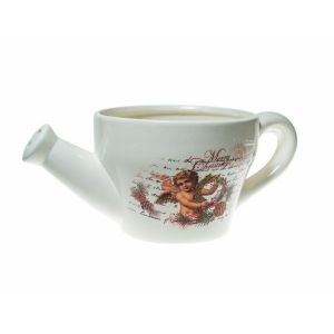 Vas ceramica tip stropitoare crem+ingeras Merry Christmas 21 cm