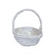Cos rotund rattan alb+toarta pentru aranjamente florale model 1