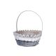 Cos rotund rattan alb/gri+toarta pentru aranjamente florale alb/gri