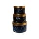 negru - Cutii rotunde marmorate pentru aranjamente florale set 3 buc
