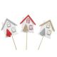 model 1 - Figurine casute lemn color+bat pentru decoratiuni Craciun set 6 buc